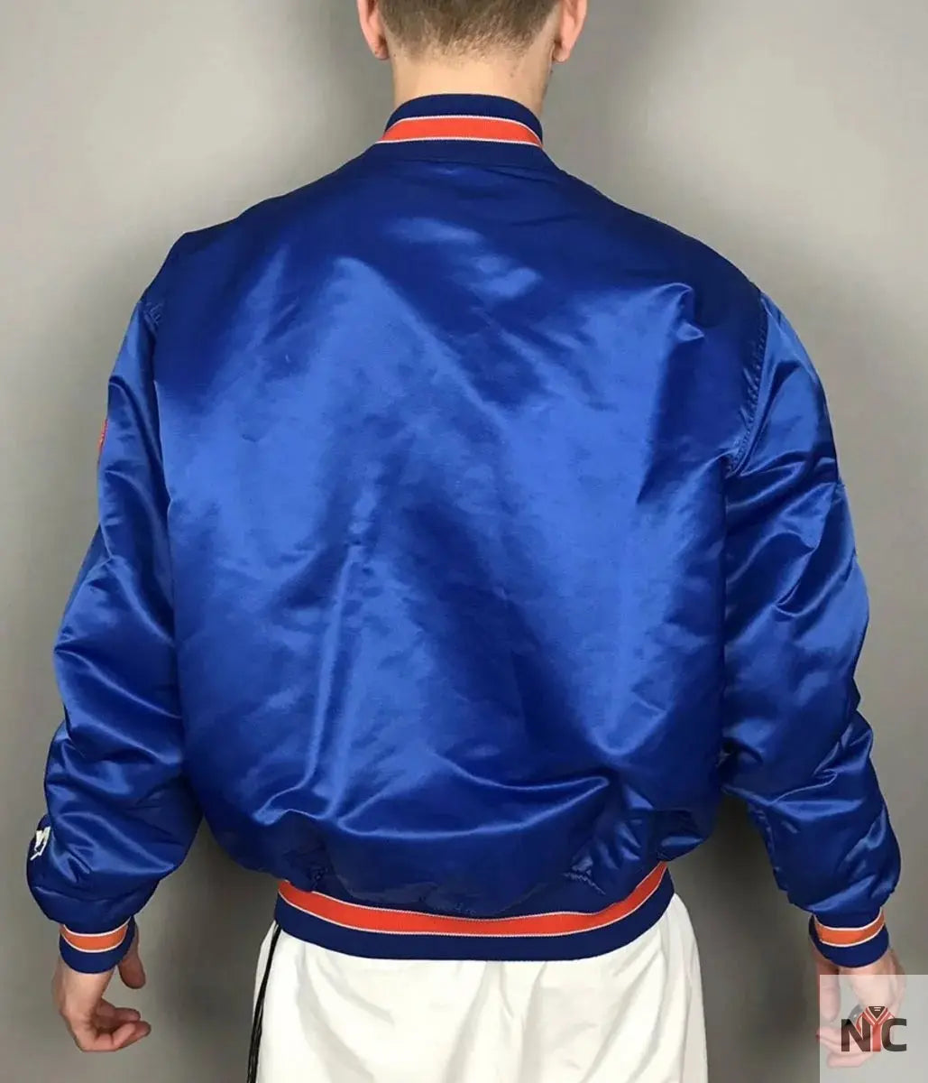 Mets New York Blue and White Satin Jacket