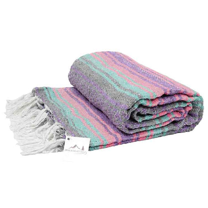 Grey & Coral Mint Mexican Falsa Blanket