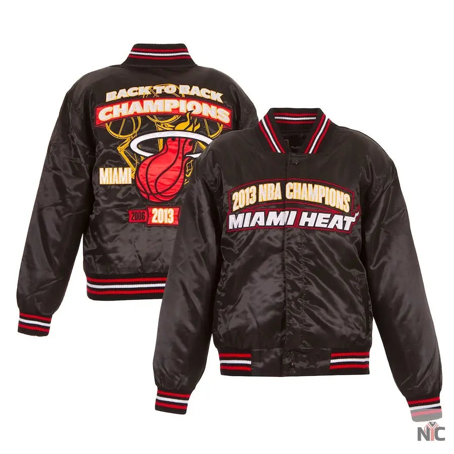 Miami Heat Black NBA Finals Champions Full-snap Jacket