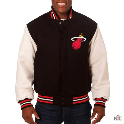 Miami Heat Black and White Varsity Jacket