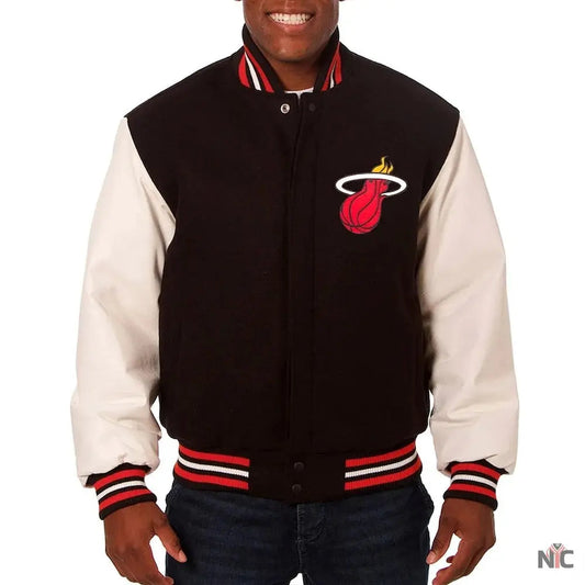 Miami Heat Black and White Varsity Jacket