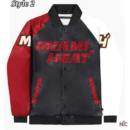 Miami Heat Reliever Full-Snap Black and Red Satin Jacket