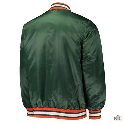 Miami Hurricanes OLine Green Satin Jacket