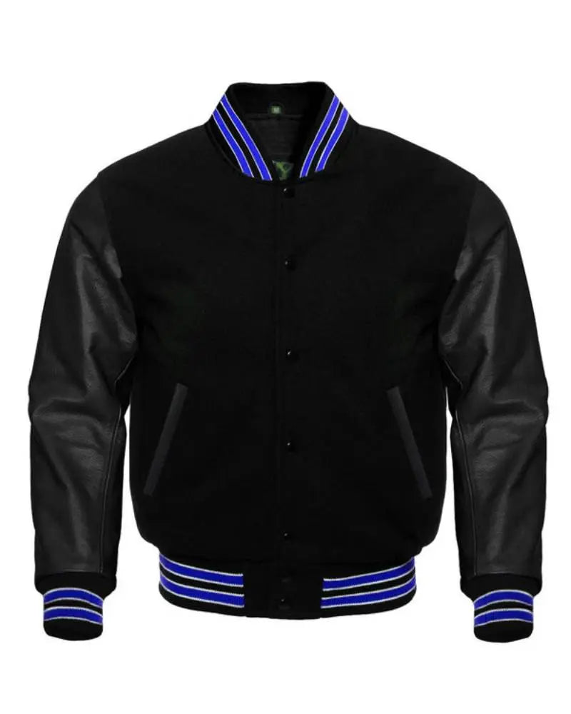 Midnight Varsity Jacket With Royal Highlights