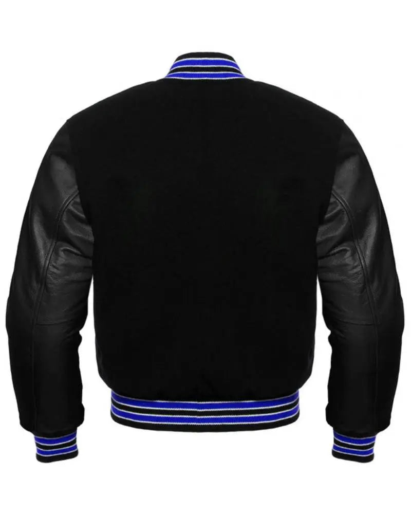 Midnight Varsity Jacket With Royal Highlights