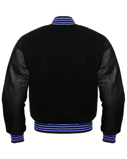 Midnight Varsity Jacket With Royal Highlights