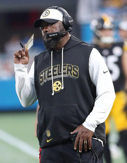 Mike Tomlin Pittsburgh Steelers Black Sideline Sleeveless Hoodie