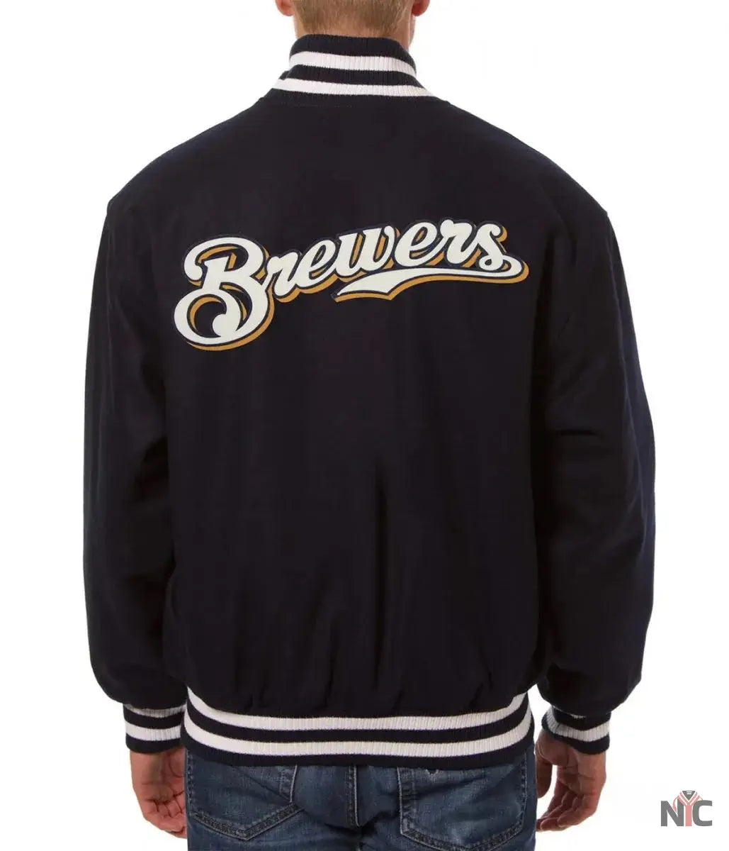 Milwaukee Brewers Handcrafted Logo Varsity Jacket