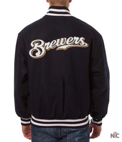 Milwaukee Brewers Handcrafted Logo Varsity Jacket