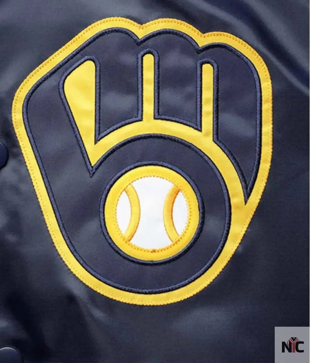 Milwaukee Brewers Reliever Satin Raglan Full-Snap Jacket