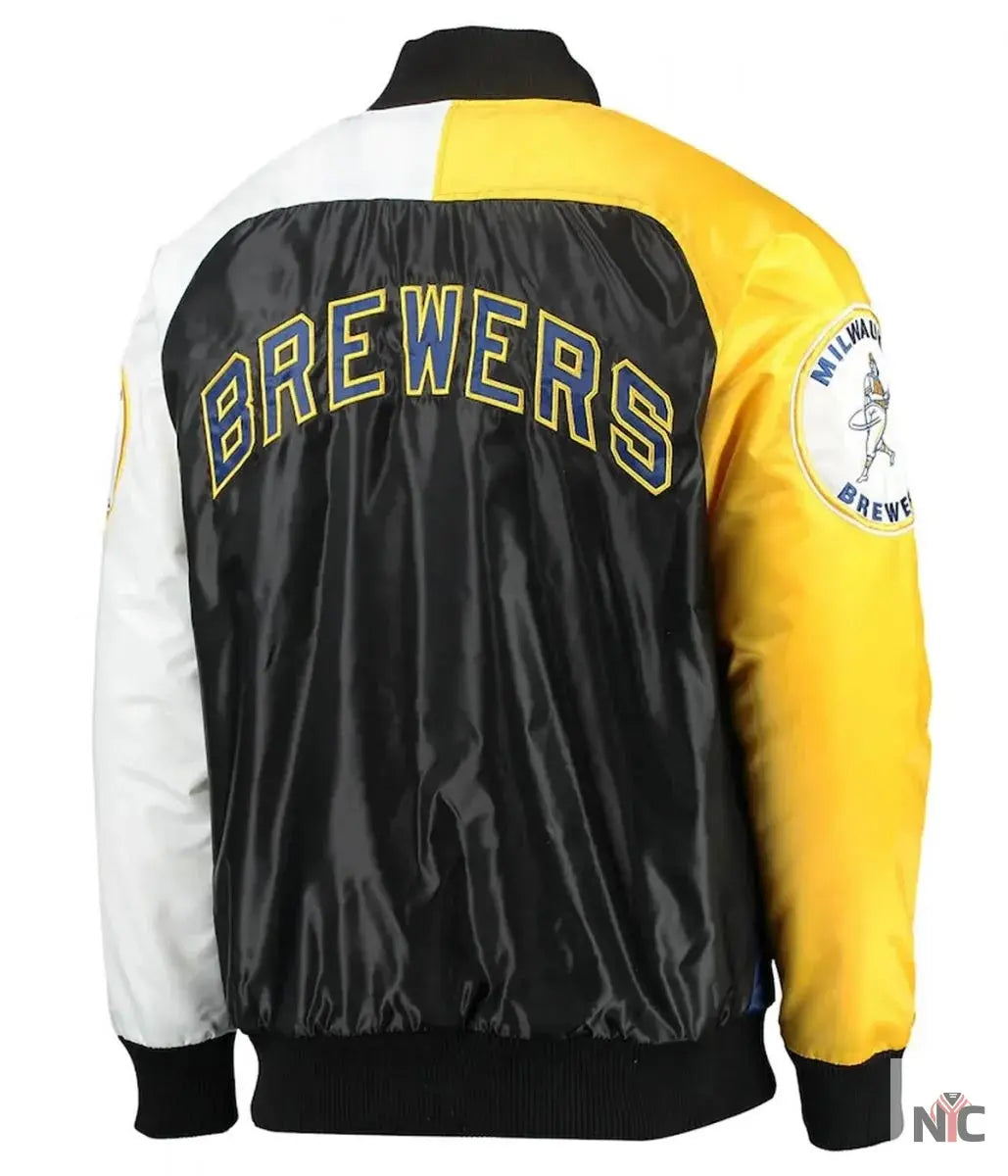 Milwaukee Brewers Tri-Color Full-Snap Satin Jacket