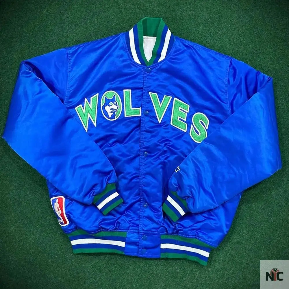 Minnesota Timberwolves 90’s Blue Satin Jacket