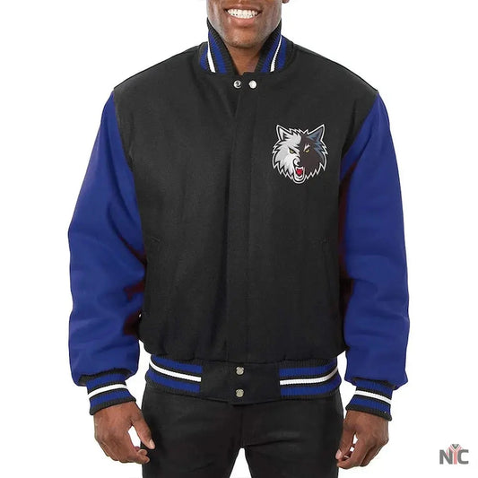 Minnesota Timberwolves Domestic Black and Royal Jacket