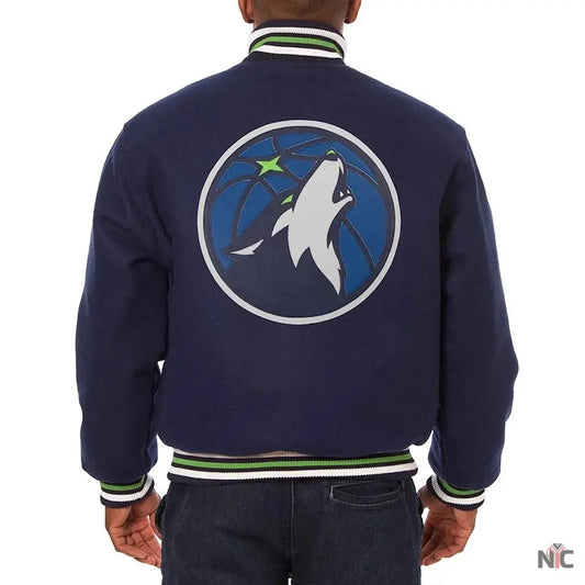 Minnesota Timberwolves Navy Varsity Wool Jacket