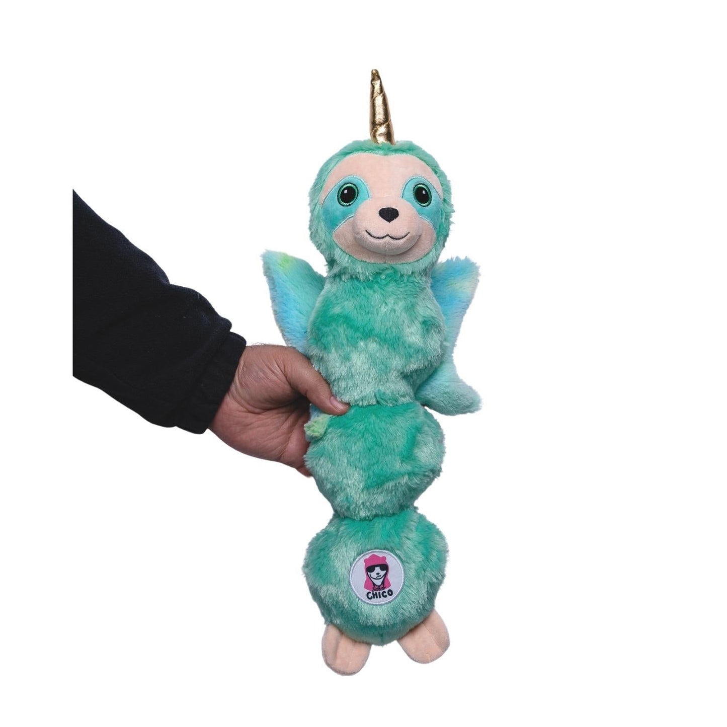 Mystical Mint Winged Sloth Plush Dog Toy – with Squeaker & Crinkle Paper for Fun Play