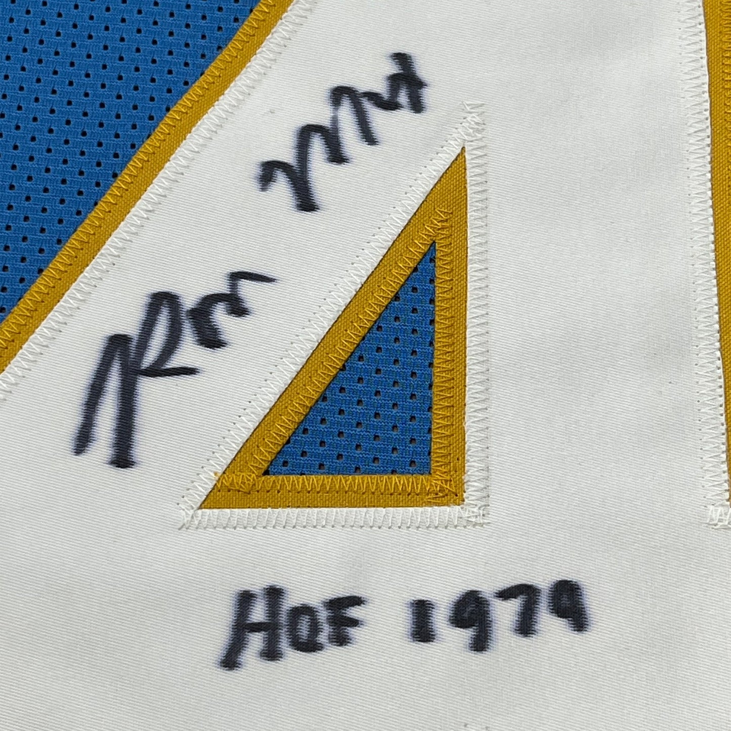 Framed Autographed/Signed Ron Mix HOF 1979 35x39 San Diego Powder Blue Football Jersey JSA COA