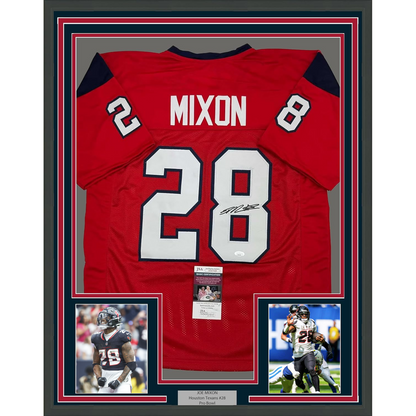 Framed Autographed/Signed Joe Mixon 35x39 Houston Red Football Jersey JSA COA