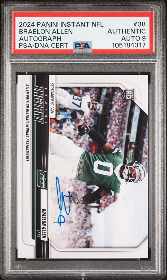 Graded 2024 Panini Instant NFL Braelon Allen #38 Autograph /99 Rookie RC Football Card PSA 9 Auto Grade Mint