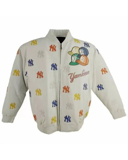 Mlb New York Yankees White Leather Jacket