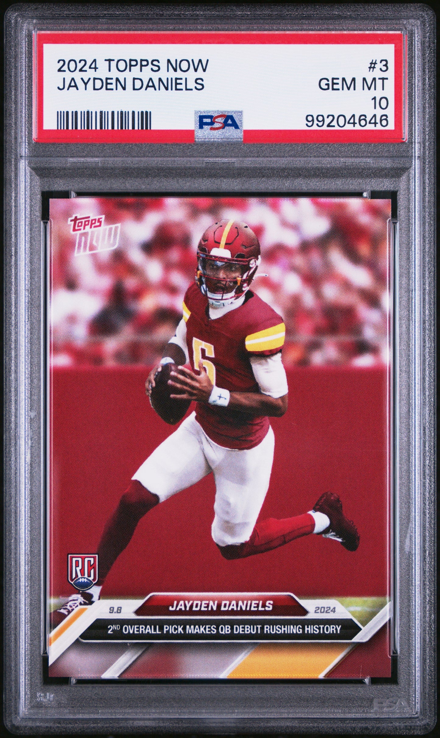 Graded 2024 Topps Now Jayden Daniels #3 Rookie RC Football Card PSA 10 Gem Mint
