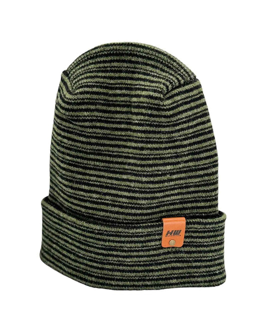 Trending Men’s & Women’s Beanie – H-Stitch Cuffed Beanie | Black/Green Contrast | Made in USA