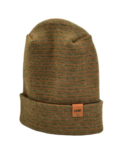 Trending Men’s Beanie – Modern H-Stitch Cuffed Beanie | Brown & Green Contrast | Made in USA