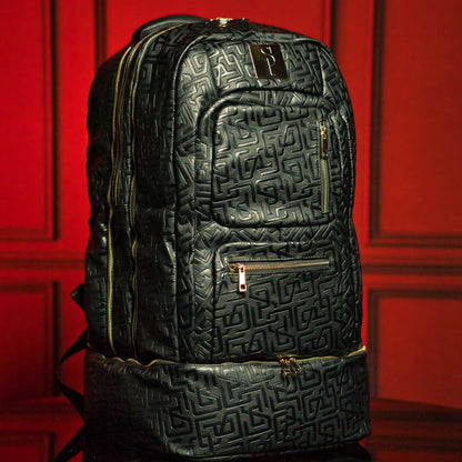 Black Monogram Leather Patented Carry-On Backpack