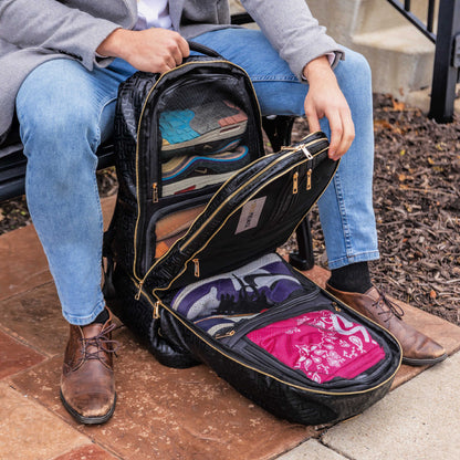 Black Monogram Leather Patented Carry-On Backpack