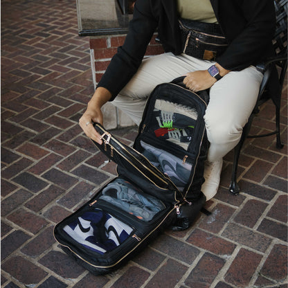 Black Monogram Leather Patented Carry-On Backpack
