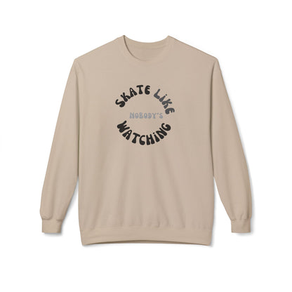 Monotone Skate Like Nobody's Watching Unisex Fleece Crewneck Sweatshirt