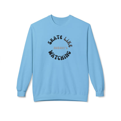 Monotone Skate Like Nobody's Watching Unisex Fleece Crewneck Sweatshirt