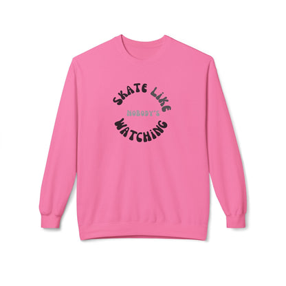 Monotone Skate Like Nobody's Watching Unisex Fleece Crewneck Sweatshirt