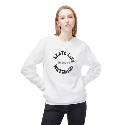 Monotone Skate Like Nobody's Watching Unisex Fleece Crewneck Sweatshirt
