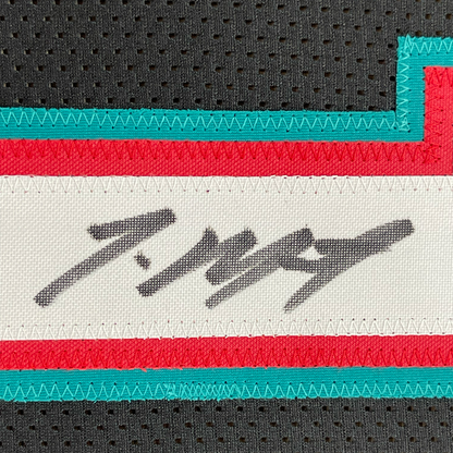 Framed Autographed/Signed Ja Morant 35x39 Memphis Black Basketball Jersey JSA COA