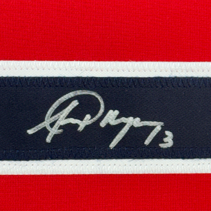 Framed Autographed/Signed Alex Morgan 35x39 Red Soccer Team USA World Cup Jersey JSA COA