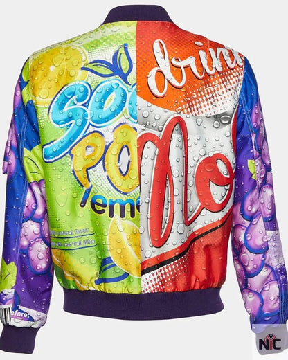 Moschino Couture Multicolor Soda Pop Print Synthetic Bomber Jacket