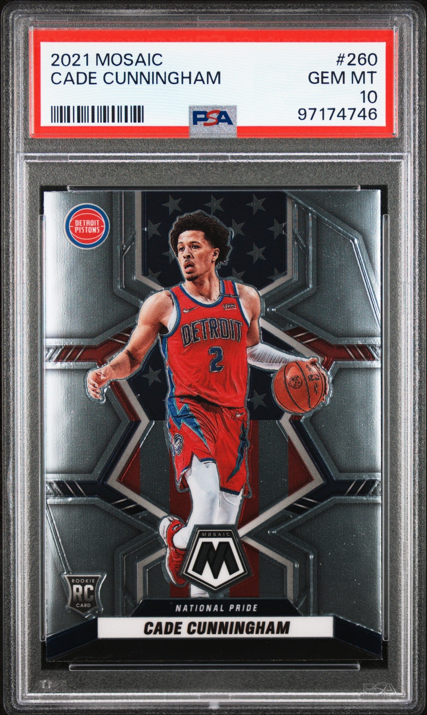 Graded 2021 Panini Mosaic Cade Cunningham #260 Rookie RC Basketball Card PSA 10 Gem Mint