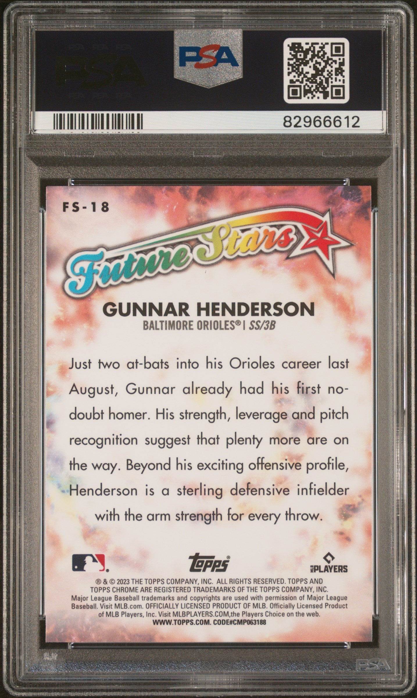 Graded 2023 Topps Chrome Gunnar Henderson #FS18 Rookie RC Baseball Card PSA 9 Mint
