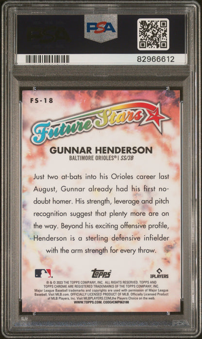 Graded 2023 Topps Chrome Gunnar Henderson #FS18 Rookie RC Baseball Card PSA 9 Mint