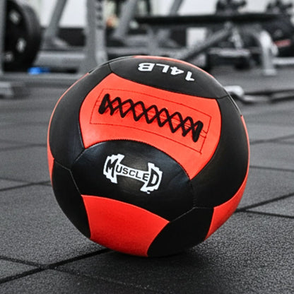 Medicine Ball / Wall Ball - Muscle D Fitness - Heavy Duty Stitching - Multi-Panel Design - 14" Diameter