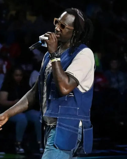 Mykko Montana Halftime Performance 2025 Blue Vest