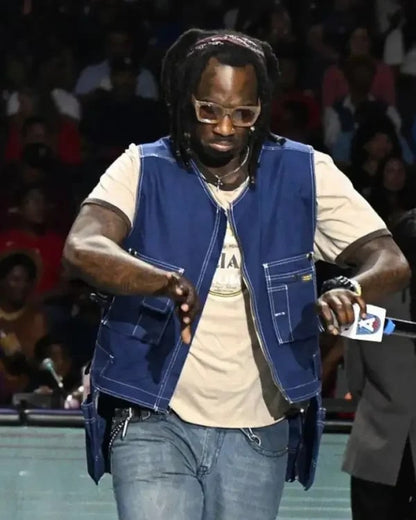 Mykko Montana Halftime Performance 2025 Blue Vest