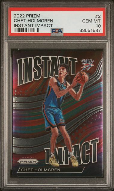 Graded 2022 Panini Prizm Chet Holmgren #2 Instant Impact Rookie RC Basketball Card PSA 10 Gem Mint