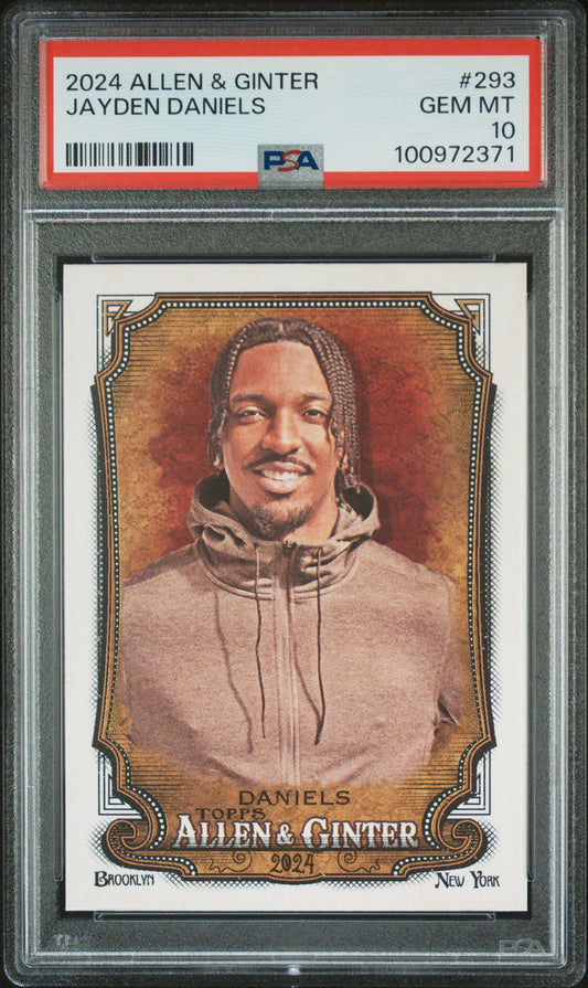 Graded 2024 Topps Allen & Ginter Jayden Daniels #293 Rookie RC Football Card PSA 10 Gem Mint