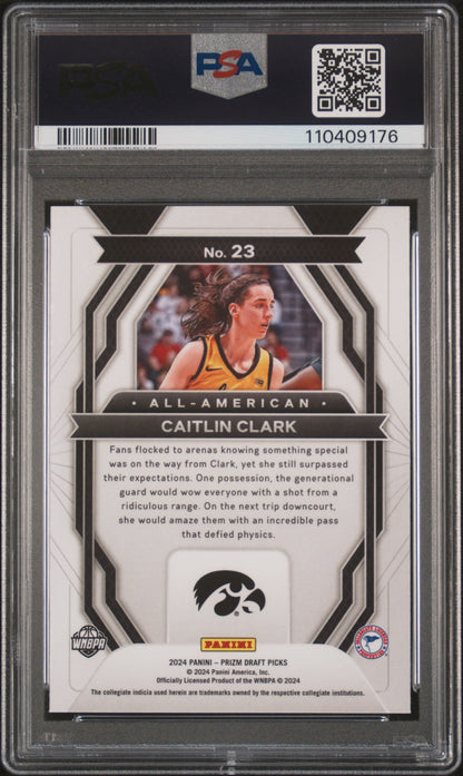 Graded 2024 Panini Prizm Draft Picks Caitlin Clark #23 All American Rookie RC Basketball Card PSA 10 Gem Mint