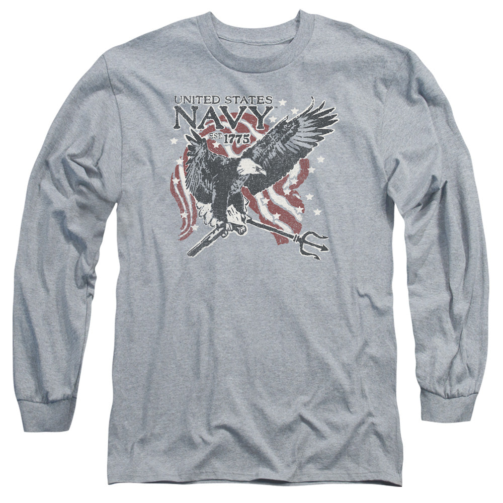 Navy Trident Mens Long Sleeve Shirt Athletic Heather Officially Licensed