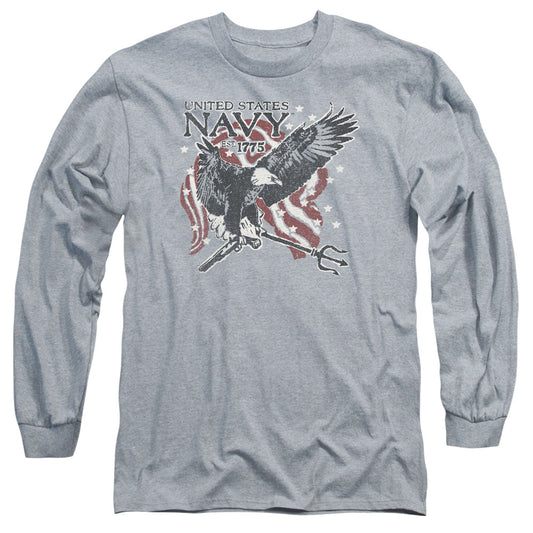 Navy Trident Mens Long Sleeve Shirt Athletic Heather Officially Licensed