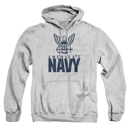 Navy Eagle Logo Mens Hoodie Athletic Heather Officially Licensed