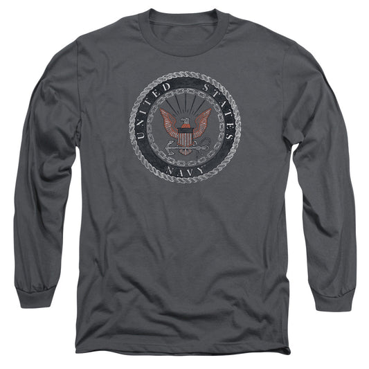 Navy Rough Emblem Mens Long Sleeve Shirt Charcoal Officially Licensed