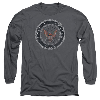 Navy Rough Emblem Mens Long Sleeve Shirt Charcoal Officially Licensed